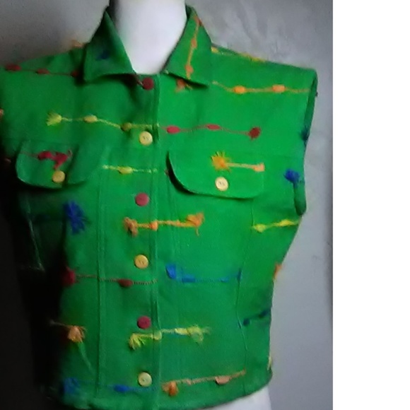Ana's Fashion NWOT Green Cotton Vest Size XL - Picture 2 of 7